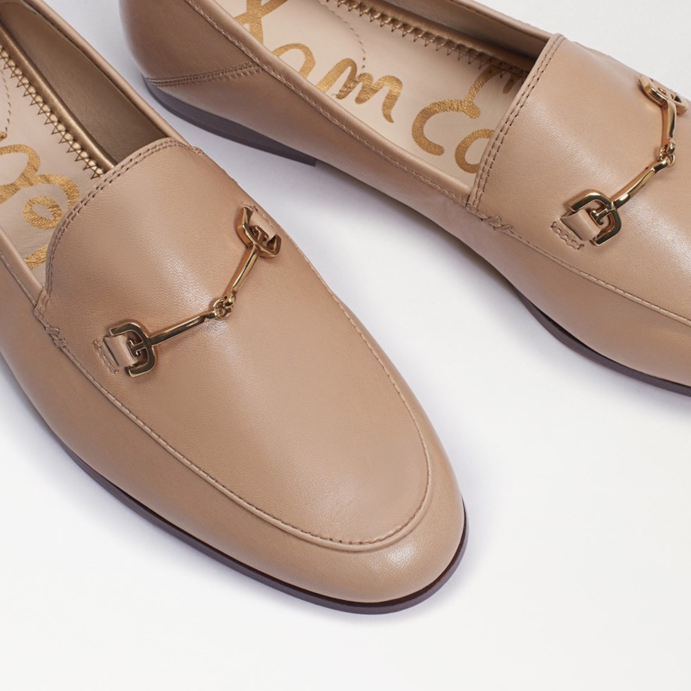 Sam Edelman Beige Leather Horsebit Loafers